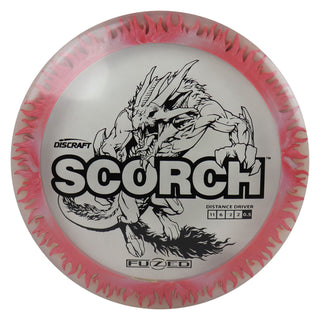 Discraft Disc Golf FuZed Line Scorch with Flame Pattern Distance Driver 11/6/-2/2 Clear with Red Silver Flame/Black 170-172g