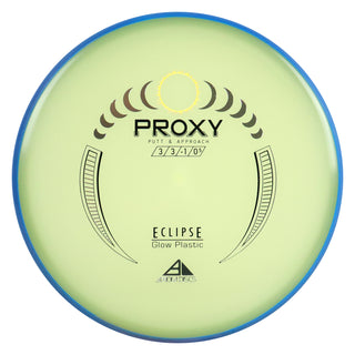 Axiom Disc Golf Eclipse Glow Proxy Putt and Approach 3/3/-1/0.5 Glow/Blue Blend 173 grams
