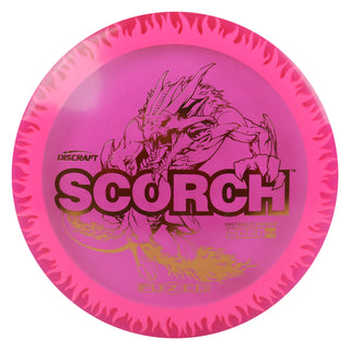 Discraft Disc Golf FuZed Line Scorch with Flame Pattern Distance Driver 11/6/-2/2 Pink with White Flame/Bronze 170-172g