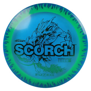 Discraft Disc Golf FuZed Line Scorch with Flame Pattern Distance Driver 11/6/-2/2 Blue with Yellow Flame/Green 170-172g