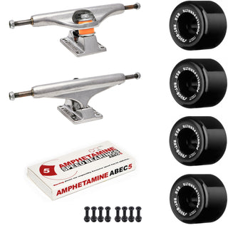 Independent Skateboard Package - 149 (8.5") Trucks, Powell Peralta Rat Bones Black Wheels, Amp 5 Bearings