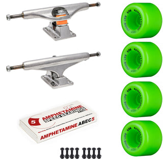 Independent Skateboard Package - 149 (8.5") Trucks, Powell Peralta Rat Bones Green Wheels, Amp 5 Bearings
