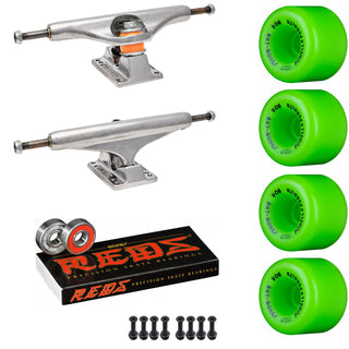Independent Skateboard Package - 149 (8.5") Trucks, Powell Peralta Rat Bones Green Wheels, Bones Reds