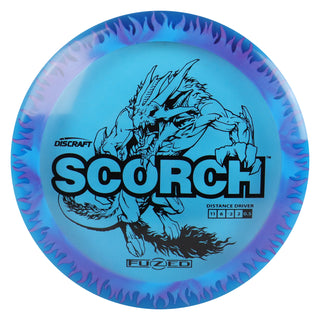 Discraft Disc Golf FuZed Line Scorch with Flame Pattern Distance Driver 11/6/-2/2 Blue with Pink White Flame/Black 170-172g
