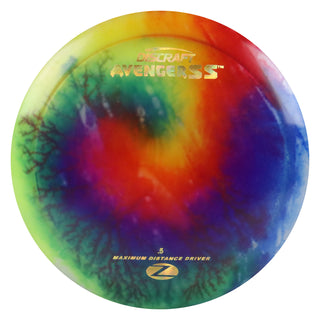 Discraft Disc Golf Z Line Fly Dye Avenger SS Distance Driver 10/5/-3/1 Rainbow/Gold Cubes 173-174g