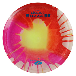 Discraft Disc Golf Z Line Fly Dye Buzzz SS Midrange Disc 5/4/-2/1 Yellow Heart/Blue 171g