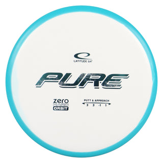 Latitude 64 Disc Golf Zero Hard Orbit Pure Putter 3/3/-1/1 White Teal/Teal 174 grams