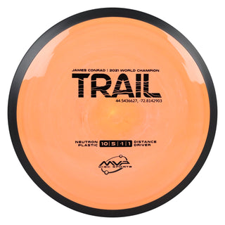MVP Disc Golf James Conrad Neutron Trail Distance Driver 10/5/-1/1 Light Orange 168 grams