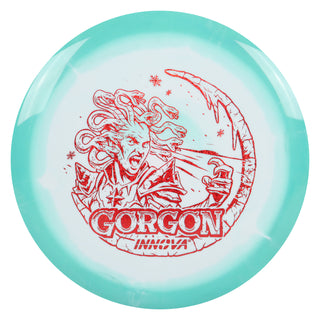 Innova Disc Golf Holiday Halo Star Gorgon w/ Free Luster Snowflake Mini Teal White/Red Shimmer 173 grams