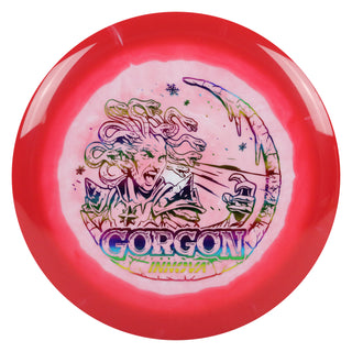 Innova Disc Golf Holiday Halo Star Gorgon w/ Free Luster Snowflake Mini Red White/Rainbow 167 grams