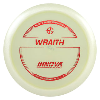 Innova Disc Golf Proto Glow Champion Wraith Distance Driver 11/5/-1/3 Glow/Red Shimmer 162 grams