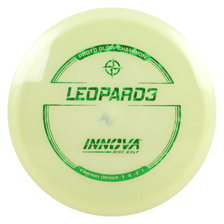 Innova Disc Golf Proto Glow Champion Leopard3 Fairway Driver 7/5/-2/1 Glow/Green Shatter 171 grams