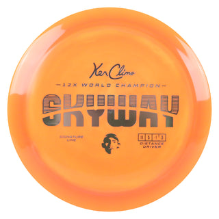 Climo Disc Golf Signature Line Skyway Distance Driver 11/5/-1/3 Orange/Silver 173 grams