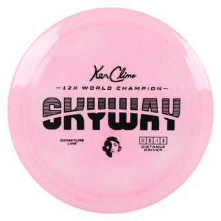 Climo Disc Golf Signature Line Skyway Distance Driver 11/5/-1/3 Light Pink/Back 167 grams
