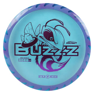 Discraft Disc Golf Fuzed Line Buzzz with Saw Pattern Midrange 5/4-1/1 Blue with Pink Saw/Purple 177-180g