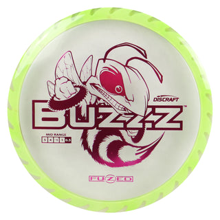 Discraft Disc Golf Fuzed Line Buzzz with Saw Pattern Midrange 5/4-1/1 Clear with Lime Saw/Magenta 177-180g