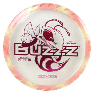 Discraft Disc Golf Fuzed Line Buzzz with Saw Pattern Midrange 5/4-1/1 Clear with Peach Saw/Magenta 177-180g