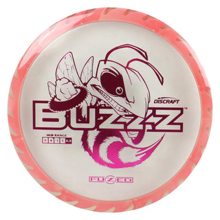 Discraft Disc Golf Fuzed Line Buzzz with Saw Pattern Midrange 5/4-1/1 Clear with Dark Peach Saw/Magenta 177-180g