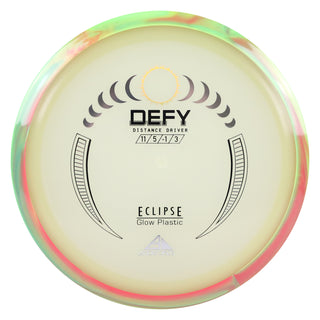 Axiom Disc Golf Eclipse Glow Defy Distance Driver 11/5/-1/3 Glow/Pink Lime 166 grams