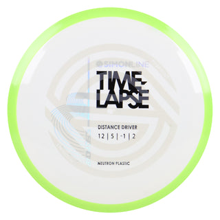 Axiom Disc Golf Simon Line Neutron Time-Lapse Retooled Misprint Distance Driver 12/5/-1/2 White/Lime 175 grams