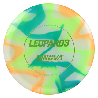 Innova Disc Golf Champion I-Dye Leopard3 Fairway Driver 7/5/-2/1 Green Orange Squiggle/Olive 171 grams