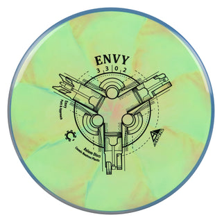 Axiom Disc Golf Cosmic Neutron Envy Putter 3/3/0/2 Green Red/Navy 166 grams