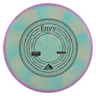 Axiom Disc Golf Cosmic Electron Envy Soft Putter 3/3/0/2 Green/Purple 167 grams