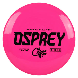 Climo Disc Golf Major Line First Run Osprey Distance Driver 10/6/-3/1 Pink/Black 171 grams