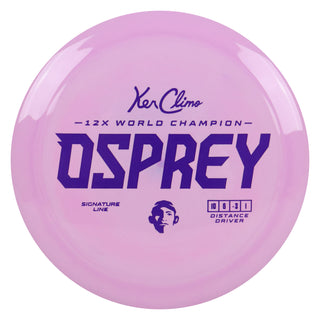 Climo Disc Golf Signature Line Osprey Distance Driver 10/6/-3/1 Pink/Purple 172 grams