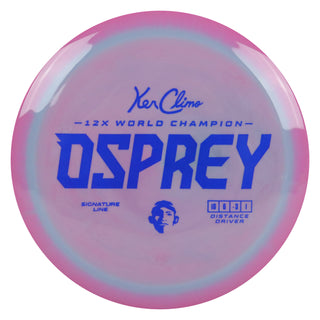 Climo Disc Golf Signature Line Osprey Distance Driver 10/6/-3/1 Pink Lavender/Navy 174 grams