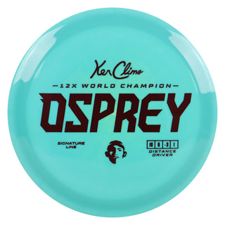 Climo Disc Golf Signature Line Osprey Distance Driver 10/6/-3/1 Aqua/Maroon 169 grams