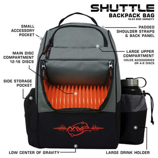 MVP Disc Golf Backpack Bag - Shuttle Backpack Grey/Orange