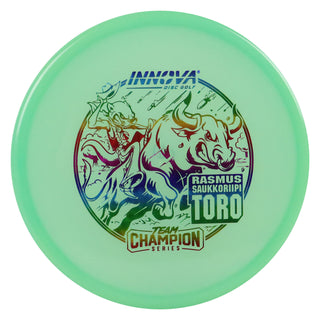 Innova Disc Golf Team Champion Series Rasmus Saukkoriipi Proto Glow Champion Toro 4/2/1/3 Aqua Glow/Rainbow 173 grams