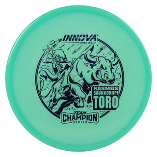 Innova Disc Golf Team Champion Series Rasmus Saukkoriipi Proto Glow Champion Toro 4/2/1/3 Aqua Glow/Indigo 173 grams