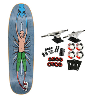 New Deal Skateboard Complete Vallely Alien Screen Print Blue 9.18" x 32"