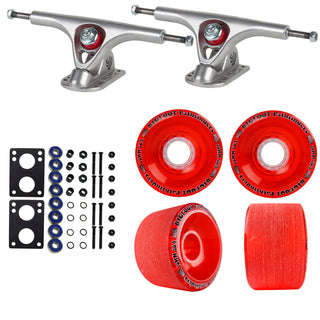 Paris Longboard Trucks, Wheels, Hardware, and Abec 7 Bearings Kit - V2 180 Raw + Bigfoot 70mm 80A Red