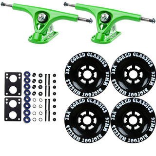 Paris Longboard Trucks, Wheels, Hardware, and Abec 7 Bearings Kit - V2 180 Green + Bigfoot 97mm 78A Black