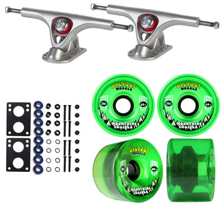 Paris Longboard Trucks, Wheels, Hardware, and Abec 7 Bearings Kit - V2 180 Raw + Bigfoot 76mm 80A Green