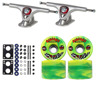 Paris Longboard Trucks, Wheels, Hardware, and Abec 7 Bearings Kit - V2 180 Raw + Bigfoot 76mm 84A Green Swirl