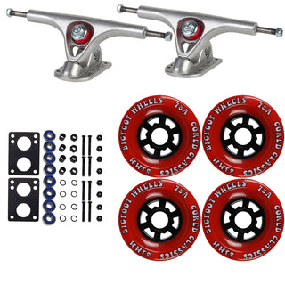 Paris Longboard Trucks, Wheels, Hardware, and Abec 7 Bearings Kit - V2 180 Raw + Bigfoot 83mm 78A Red