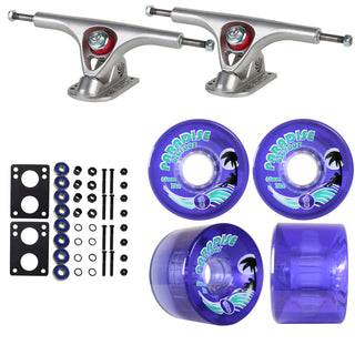 Paris Longboard Trucks, Wheels, Hardware, and Abec 7 Bearings Kit - V2 180 Raw + Bigfoot 65mm 78A Purple