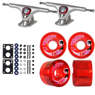 Paris Longboard Trucks, Wheels, Hardware, and Abec 7 Bearings Kit - V2 180 Raw + Bigfoot 65mm 78A Red