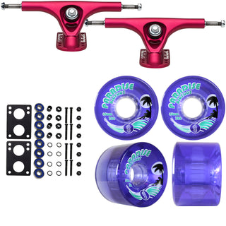 Paris Longboard Trucks, Wheels, Hardware, and Abec 7 Bearings Kit - V2 180 Fuschia + Bigfoot 65mm 78A Purple
