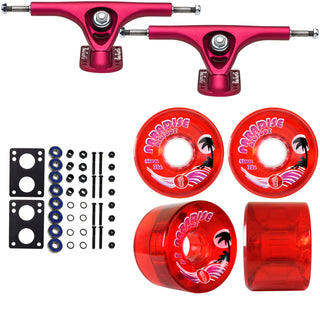 Paris Longboard Trucks, Wheels, Hardware, and Abec 7 Bearings Kit - V2 180 Fuschia + Bigfoot 65mm 78A Red