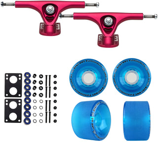 Paris Longboard Trucks, Wheels, Hardware, and Abec 7 Bearings Kit - V2 180 Fuschia + Bigfoot 70mm 80A Blue