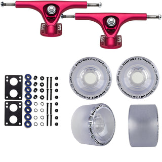 Paris Longboard Trucks, Wheels, Hardware, and Abec 7 Bearings Kit - V2 180 Fuschia + Bigfoot 70mm 80A Clear