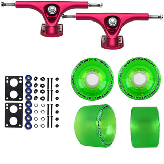 Paris Longboard Trucks, Wheels, Hardware, and Abec 7 Bearings Kit - V2 180 Fuschia + Bigfoot 70mm 80A Green