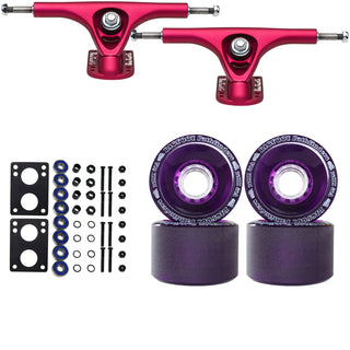 Paris Longboard Trucks, Wheels, Hardware, and Abec 7 Bearings Kit - V2 180 Fuschia + Bigfoot 70mm 80A Purple