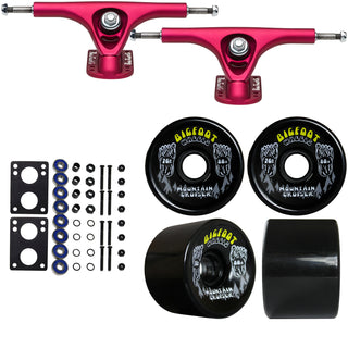 Paris Longboard Trucks, Wheels, Hardware, and Abec 7 Bearings Kit - V2 180 Fuschia + Bigfoot 76mm 80A Black