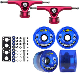 Paris Longboard Trucks, Wheels, Hardware, and Abec 7 Bearings Kit - V2 180 Fuschia + Bigfoot 76mm 80A Blue